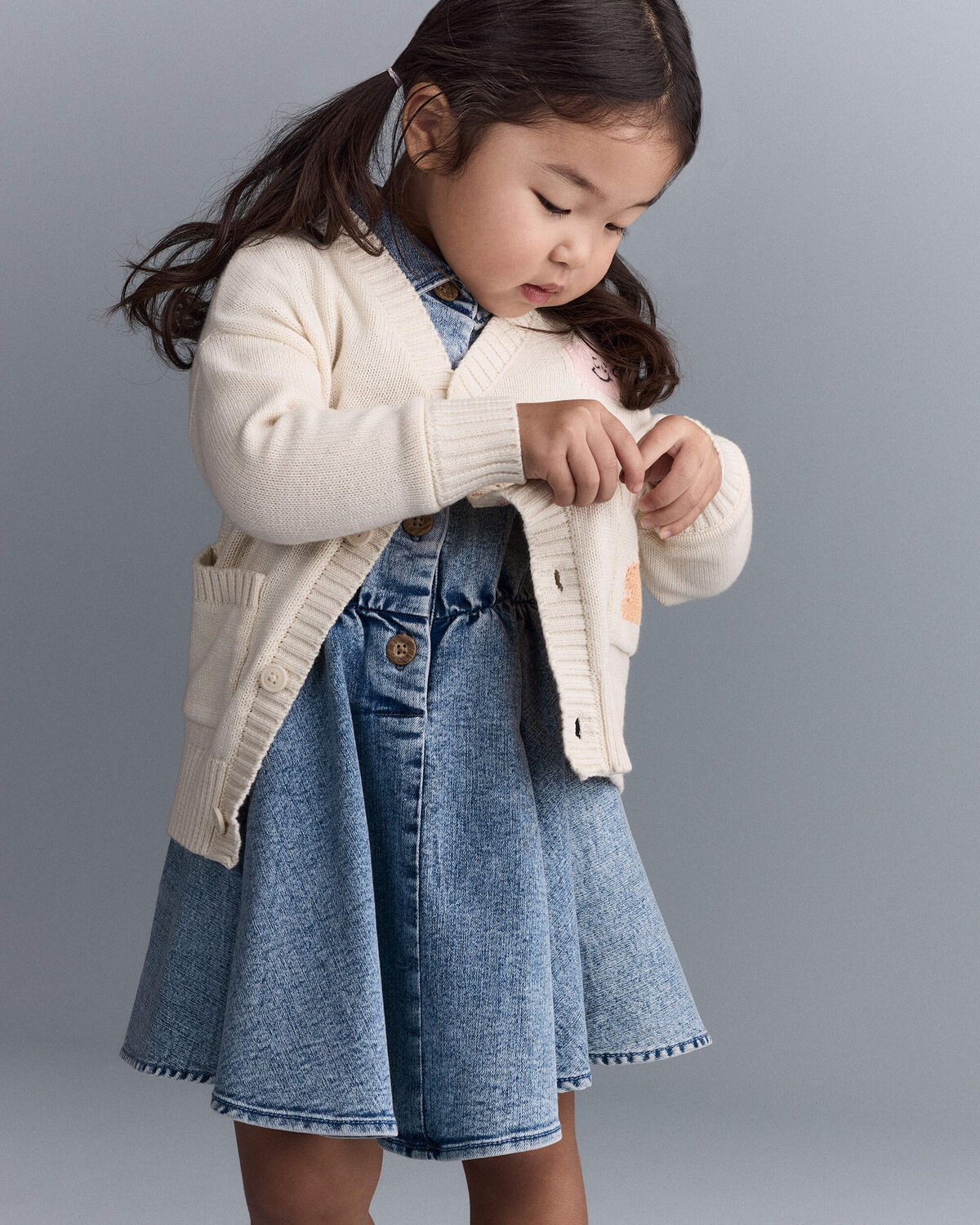 Toddler Cardigan with Avenue Pockets in Character Print- Cream 4 Toddler Cardigan with Avenue Pockets in Character Print- Cream