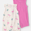 Baby Girl 2-Pack Flamingo PurelySoft Sleeveless Romper Set - Pink/Ivory 12 Baby Girl 2-Pack Flamingo PurelySoft Sleeveless Romper Set - Pink/Ivory