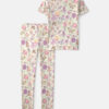 Girls Butterfly 100% Cotton Snug Fit 2-Piece Pajama Set - Cream