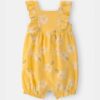Baby Girl Floral Flutter Sleeve Romper - Yellow 4 Baby Girl Floral Flutter Sleeve Romper - Yellow