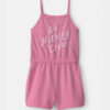 Girls 'Do Nothing Crew' French Terry Romper - Pink