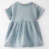 Baby Organic Cotton Gauze Dress in Blue