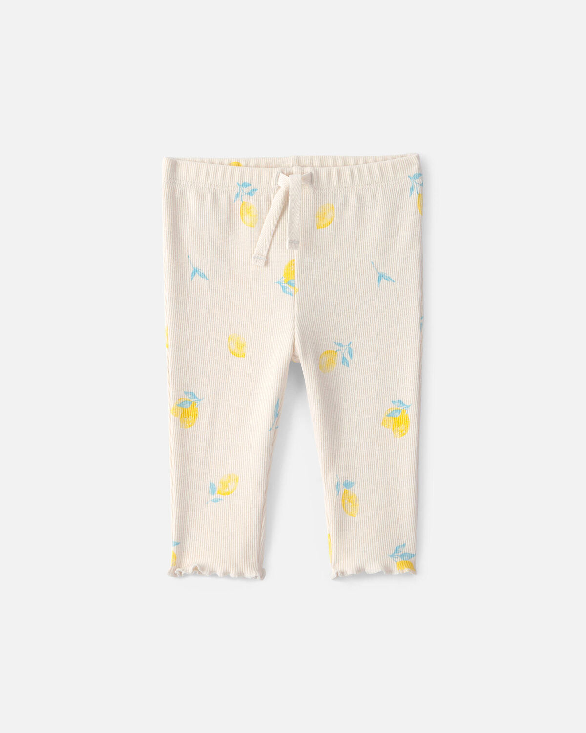 Baby Girl Lemon Rib Pants - Ivory 1 Baby Girl Lemon Rib Pants - Ivory