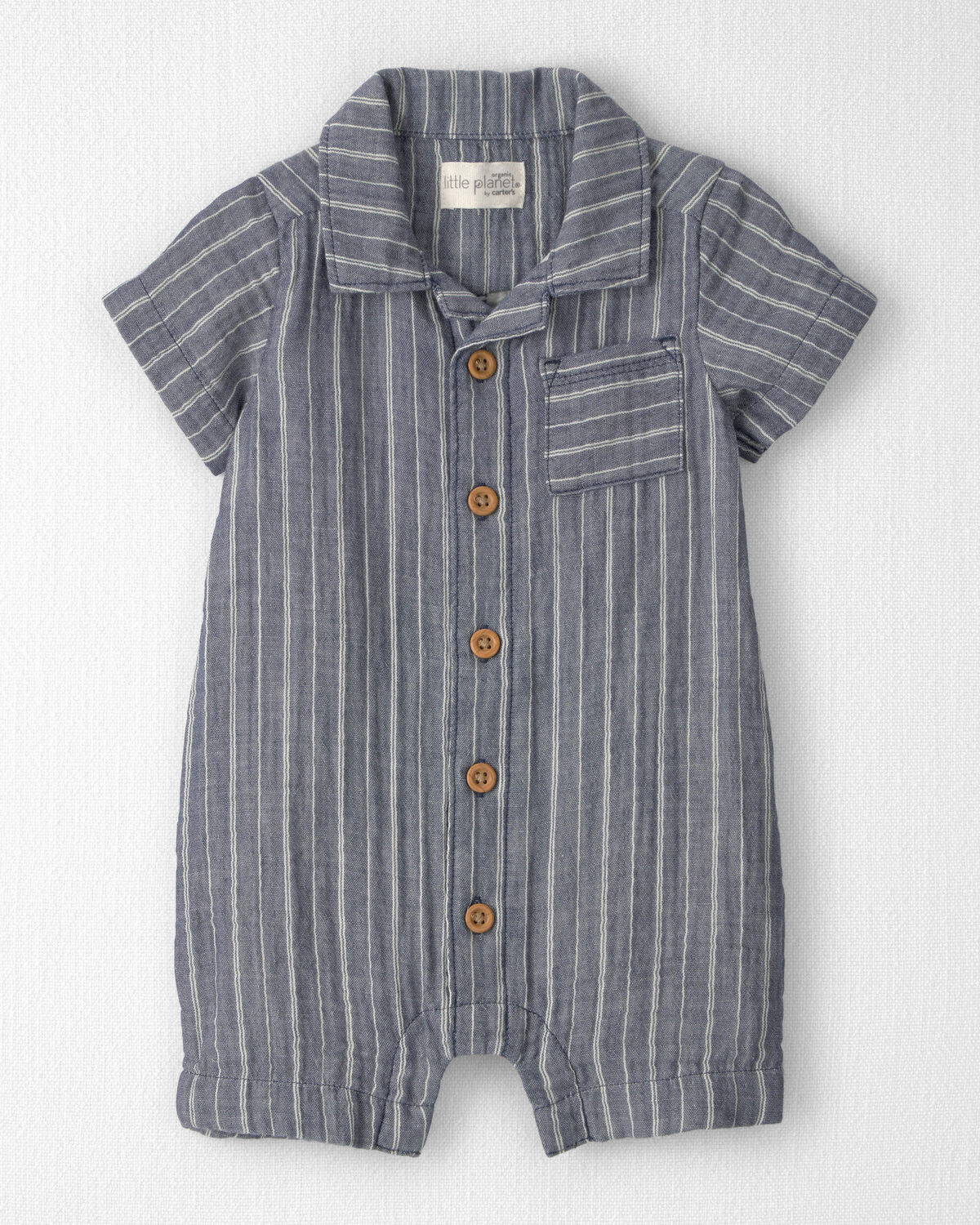 Baby Organic Cotton Gauze Romper in Stripes