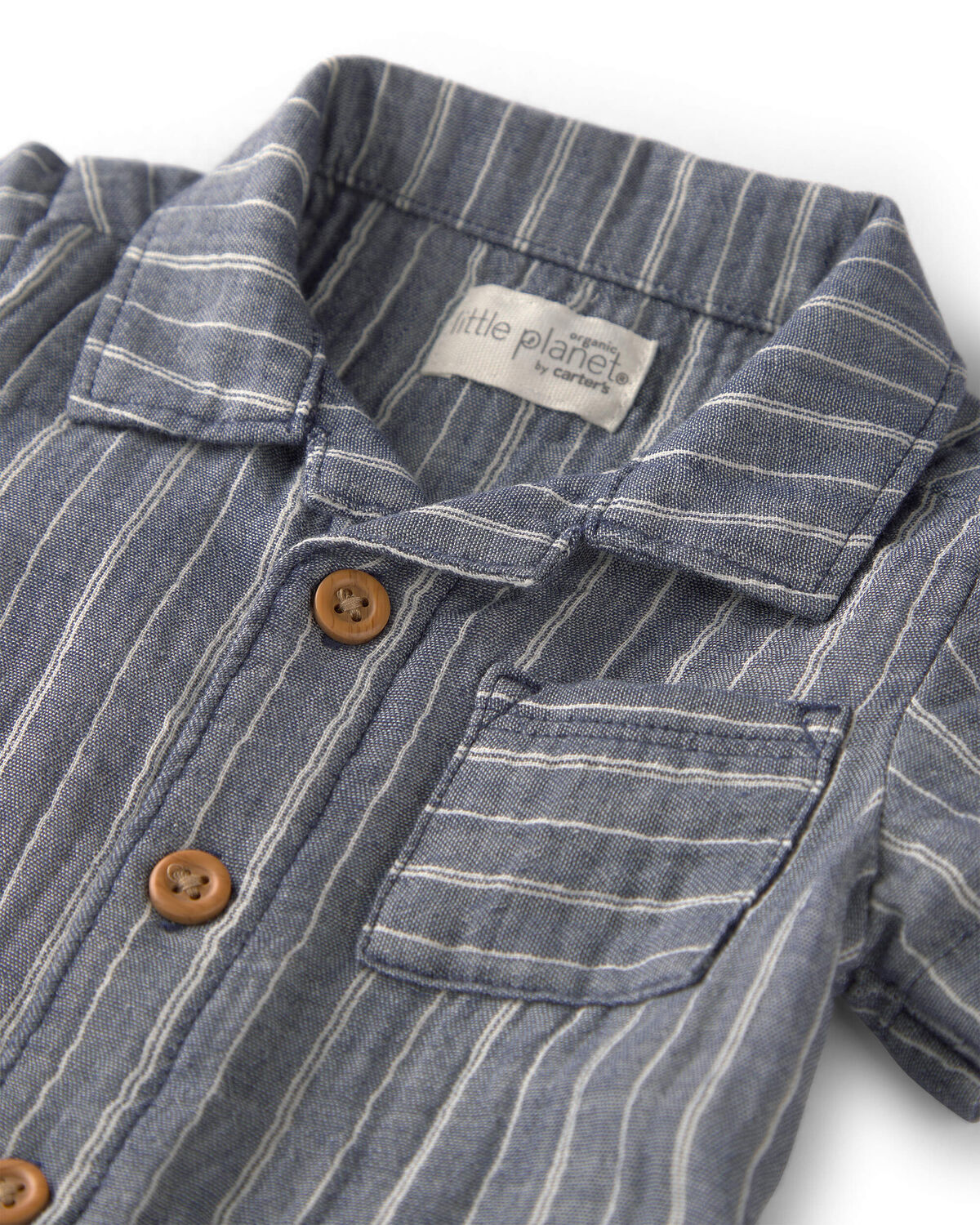 Baby Organic Cotton Gauze Romper in Stripes