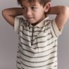 Toddler Boy Knit Zip-Up Polo in Stripes - Cream 13 Toddler Boy Knit Zip-Up Polo in Stripes - Cream