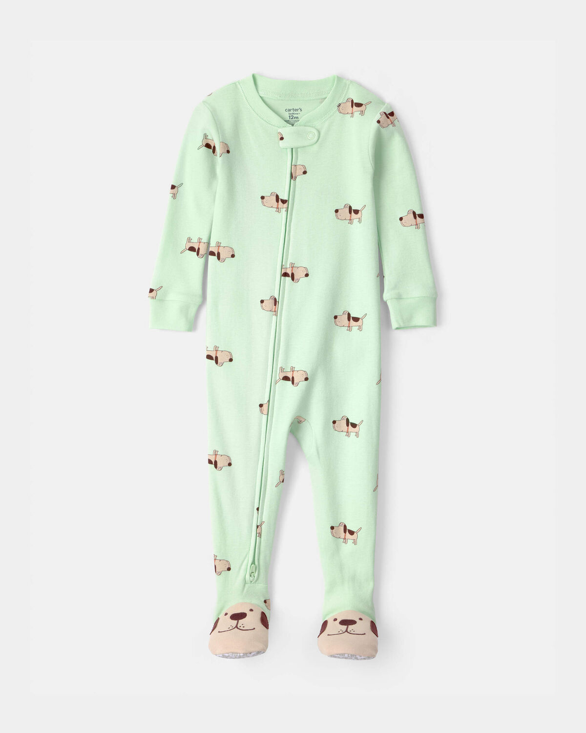 Baby Puppy 100% Cotton Snug Fit 1-Piece Pajama - Green 1 Baby Puppy 100% Cotton Snug Fit 1-Piece Pajama - Green