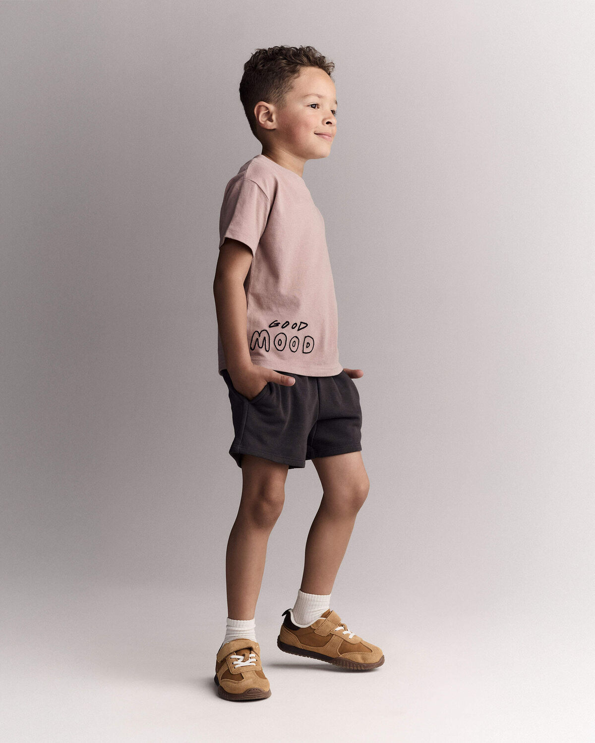 Toddler 'Good Mood' Relaxed Tee - Mauve 1 Toddler 'Good Mood' Relaxed Tee - Mauve