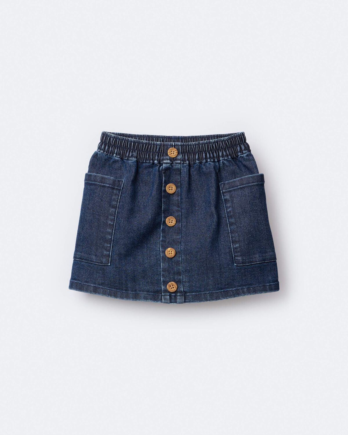 Toddler Girl Denim Skirt with Otter Pockets - Blue 2 Toddler Girl Denim Skirt with Otter Pockets - Blue
