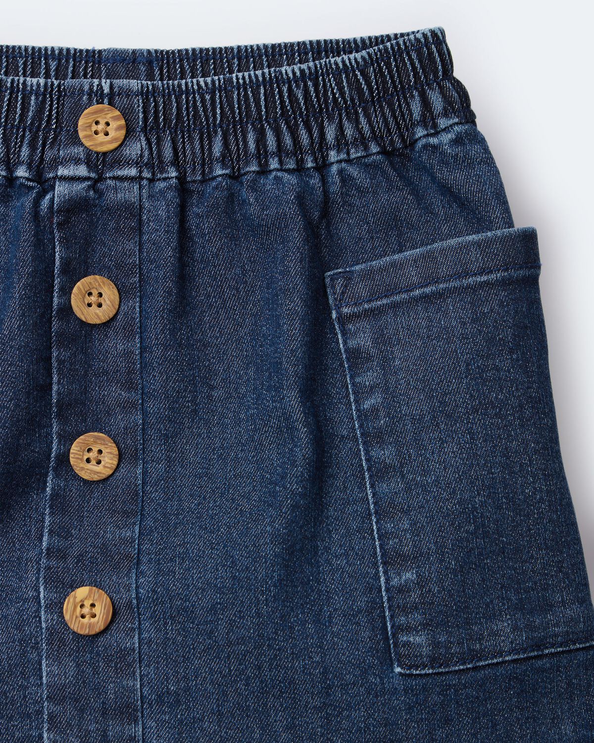 Toddler Girl Denim Skirt with Otter Pockets - Blue 6 Toddler Girl Denim Skirt with Otter Pockets - Blue