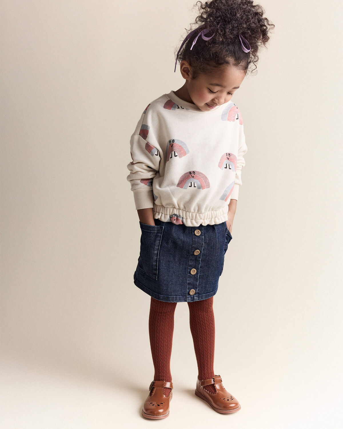 Toddler Girl Denim Skirt with Otter Pockets - Blue 7 Toddler Girl Denim Skirt with Otter Pockets - Blue