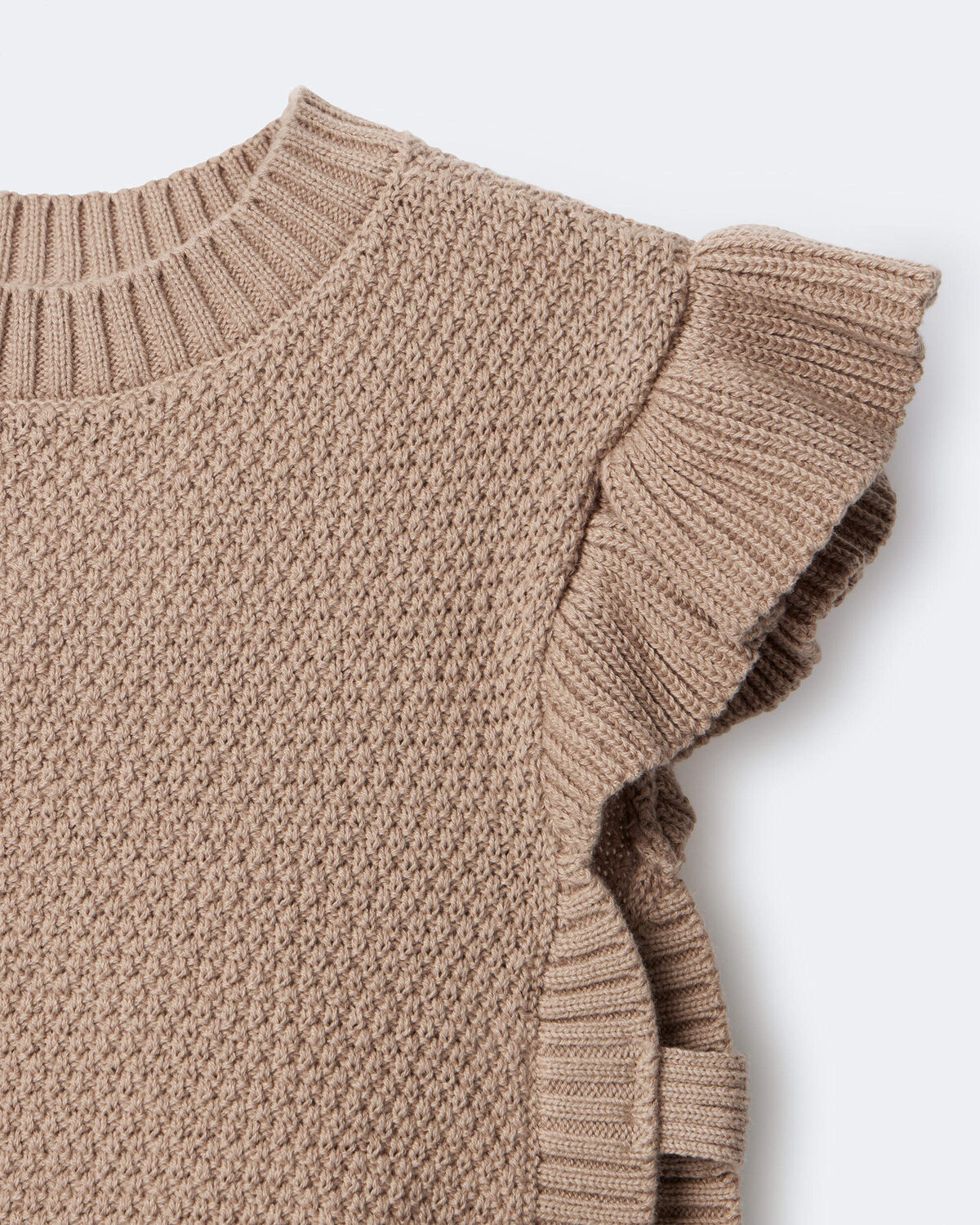 Toddler Girl Ruffle Sweater Vest - Tan 6 Toddler Girl Ruffle Sweater Vest - Tan