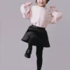 Toddler Girl Reagan Skort in Faux Leather - Black