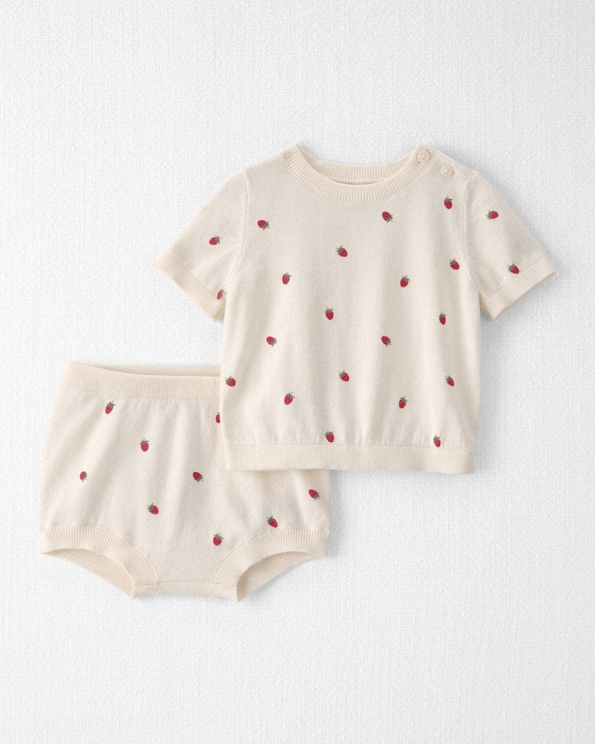Baby Girl 2-Piece Organic Cotton Sweater Set in Berry Print 1 Baby Girl 2-Piece Organic Cotton Sweater Set in Berry Print