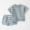 Baby 2-Piece Organic Cotton Top & Short Set in Stripes