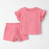 Baby Girl 2-Piece Organic Cotton Waffle Knit Top & Short Set