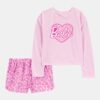 Kid Barbie Loose-Fit 2-Piece Pajamas - Pink