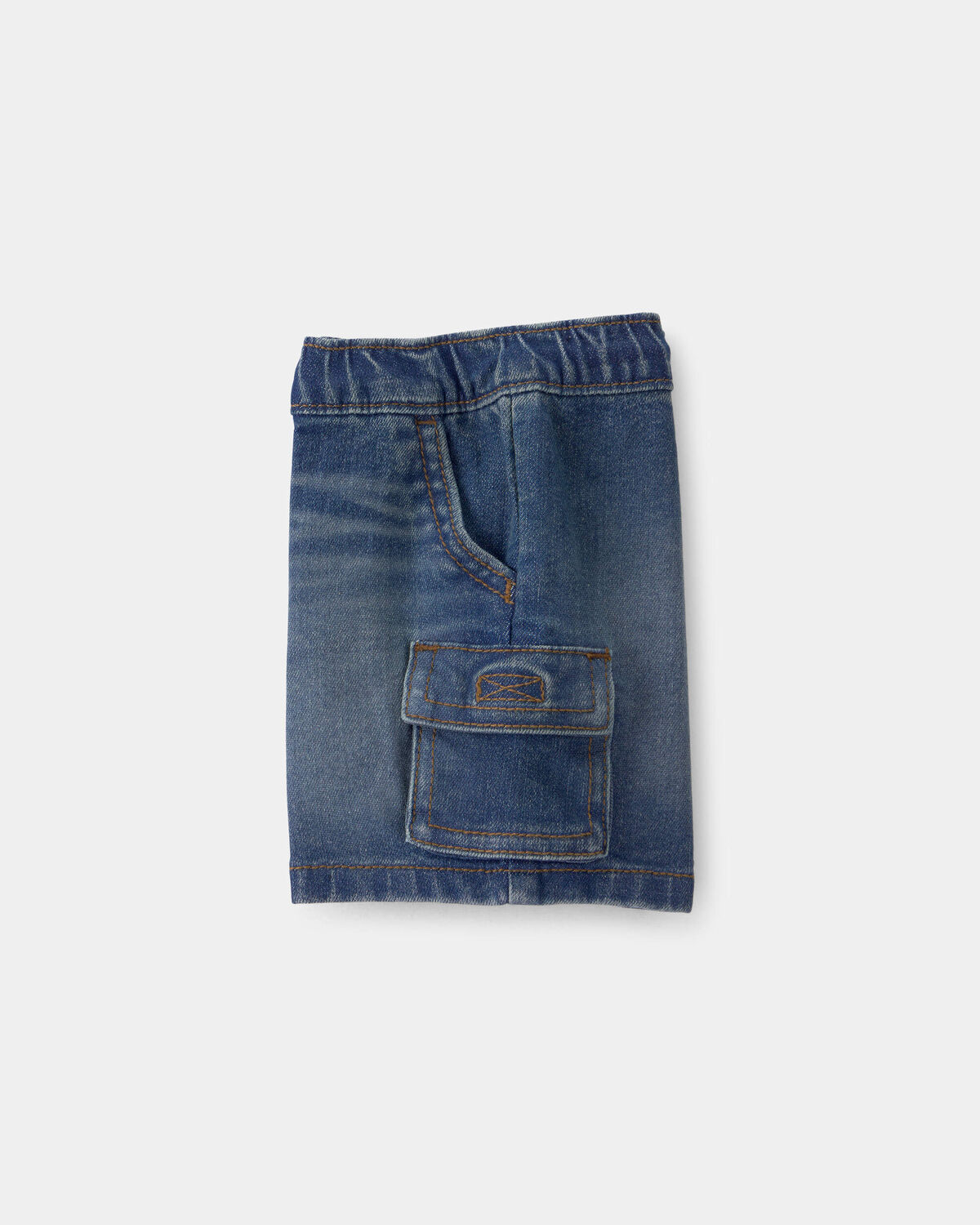 Baby Boy Denim Drawstring Cargo Shorts - Dark Wash 3 Baby Boy Denim Drawstring Cargo Shorts - Dark Wash