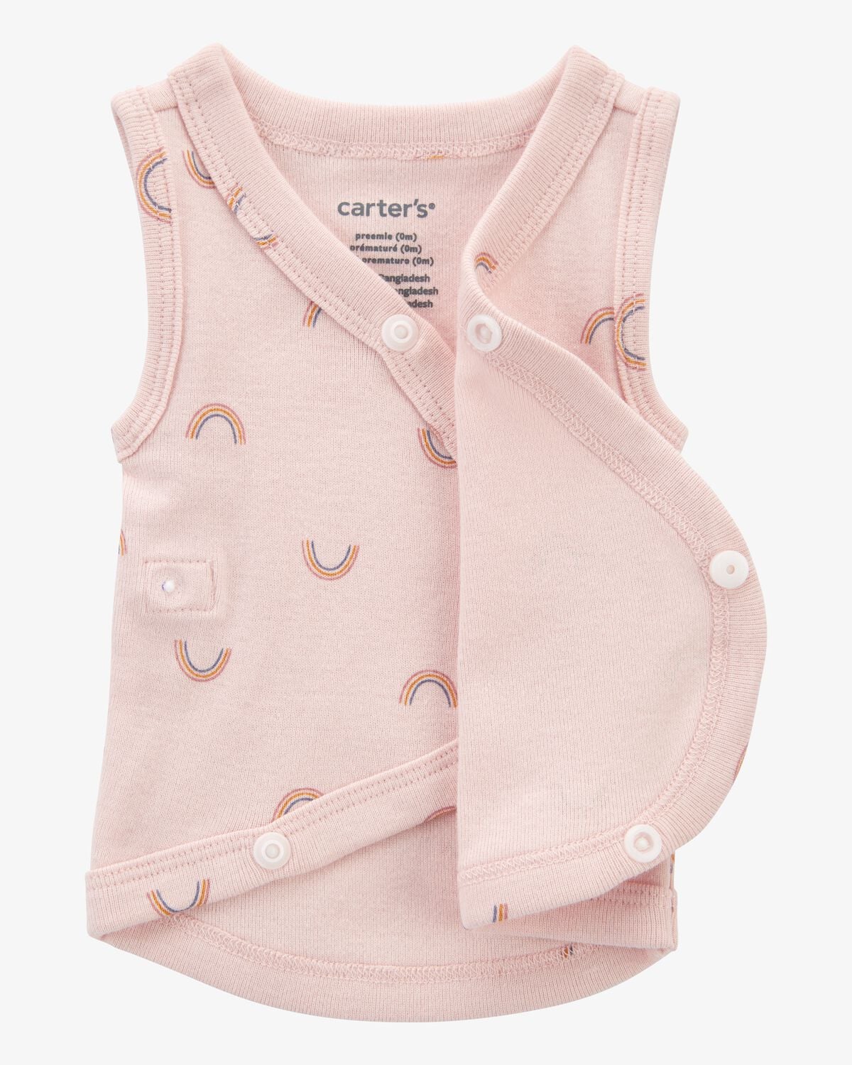 Baby Girl Preemie Rainbow Cotton Tank - Pink 3 Baby Girl Preemie Rainbow Cotton Tank - Pink