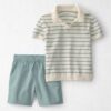 Boys 2-Piece Sweater Knit Top & Short Set Made with Organic Cotton in Stripes 12 Boys 2-Piece Sweater Knit Top & Short Set Made with Organic Cotton in Stripes