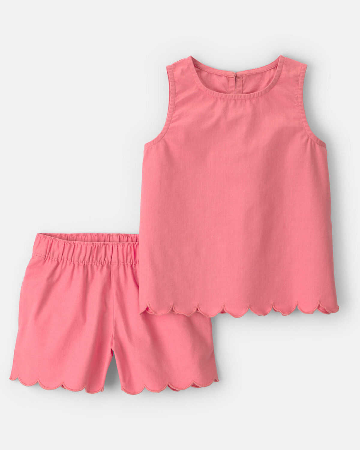 Girls 2-Piece Scallop Top & Short Set - Pink 1 Girls 2-Piece Scallop Top & Short Set - Pink