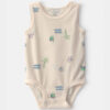 Baby Boy Beach Sleeveless Graphic Bodysuit - Ivory 13 Baby Boy Beach Sleeveless Graphic Bodysuit - Ivory