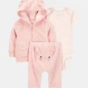 Baby 3-Piece Bunny Little Cardigan Set - Pink
