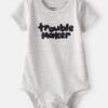 Baby Boy 'Trouble Maker' Short-Sleeve Graphic Bodysuit - Grey