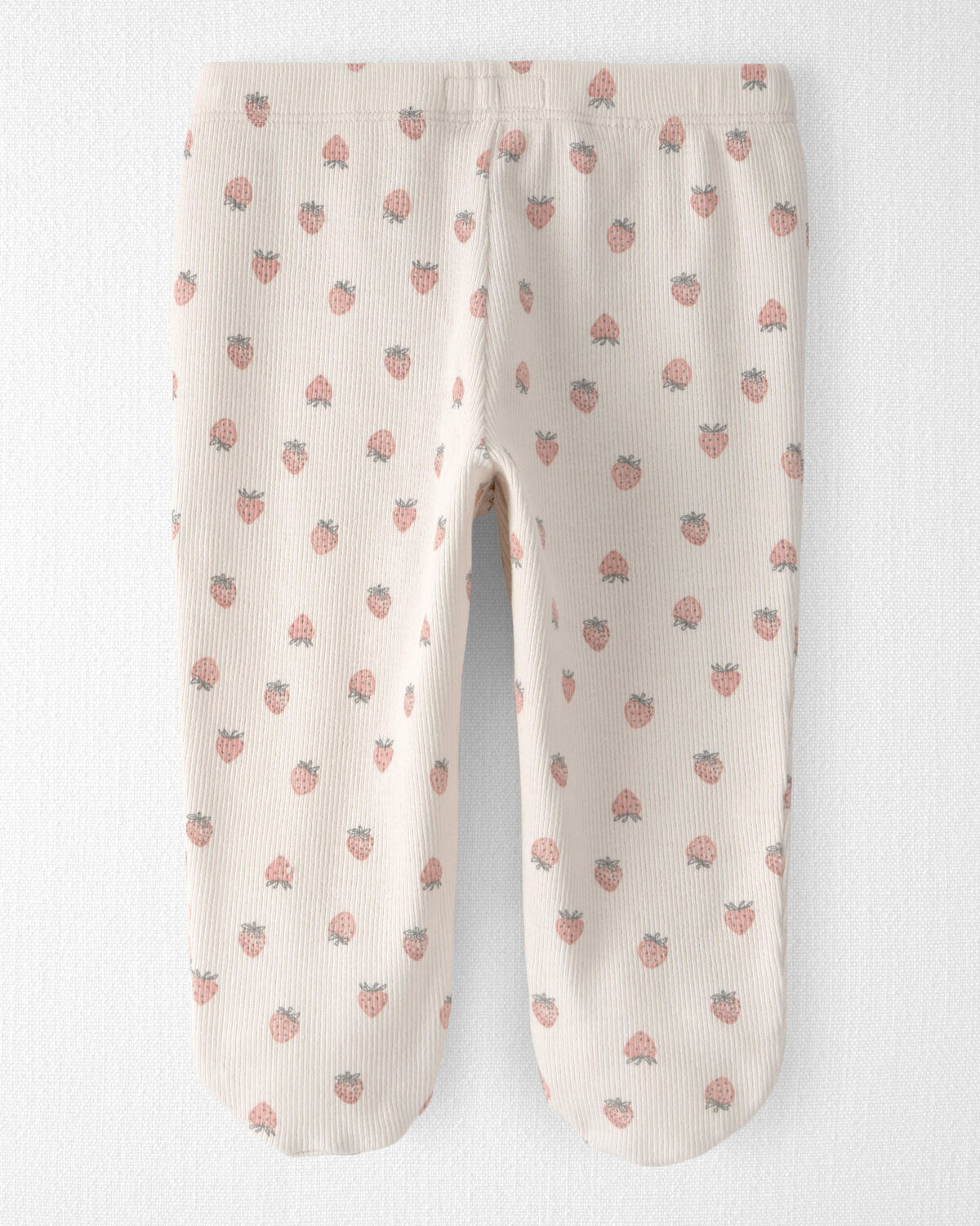 Baby Girl Organic Cotton Rib Footed Pants in Strawberry Print