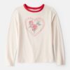 Girls Valentine Heart Long-Sleeve Graphic Tee - White