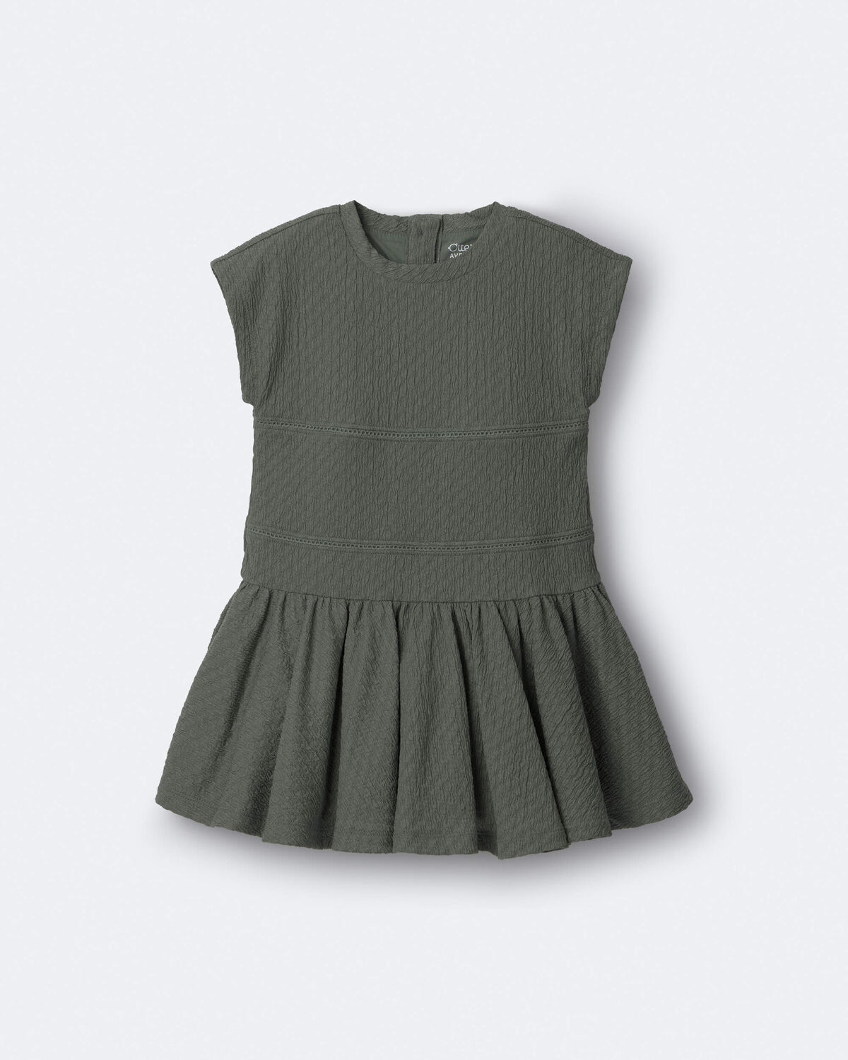 Toddler Girl Drop-Waist Dress - Olive 2 Toddler Girl Drop-Waist Dress - Olive