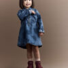 Toddler Girl Zip-Up Denim Shirt Dress with Shapes - Blue 7 Toddler Girl Zip-Up Denim Shirt Dress with Shapes - Blue