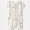 Toddler Whale 100% Cotton 1-Piece Romper Pajama - Ivory