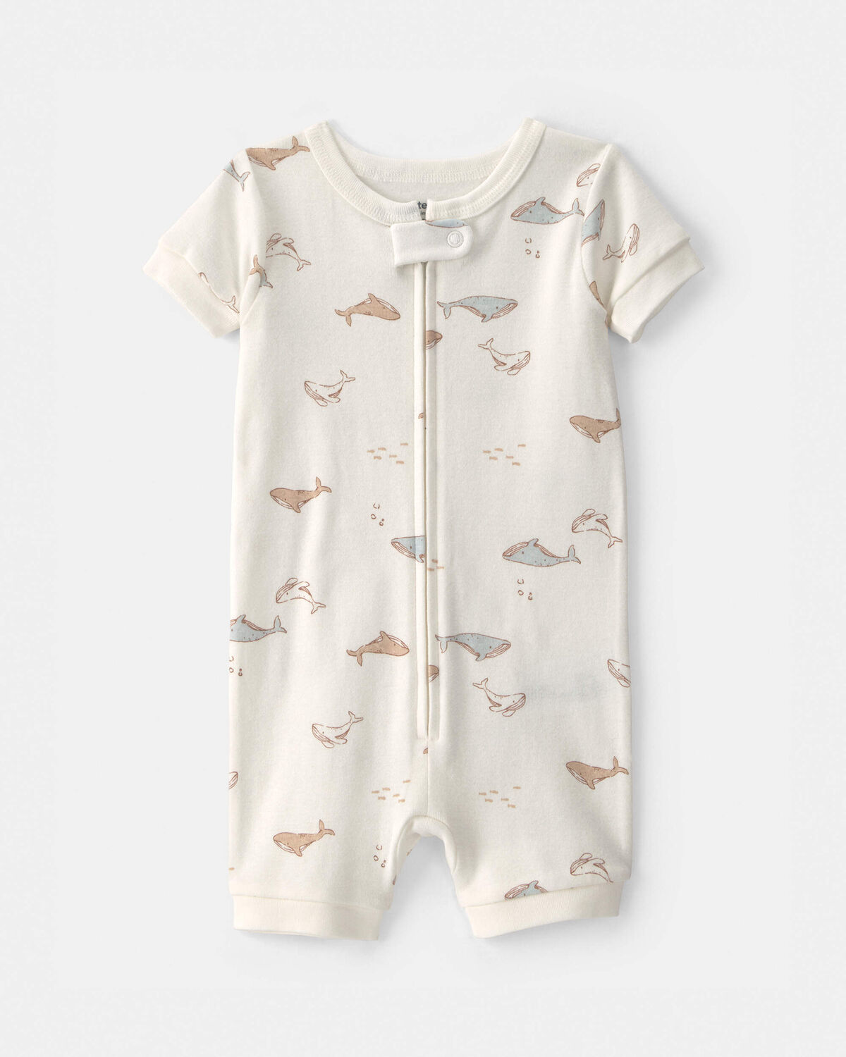 Toddler Whale 100% Cotton 1-Piece Romper Pajama - Ivory 1 Toddler Whale 100% Cotton 1-Piece Romper Pajama - Ivory