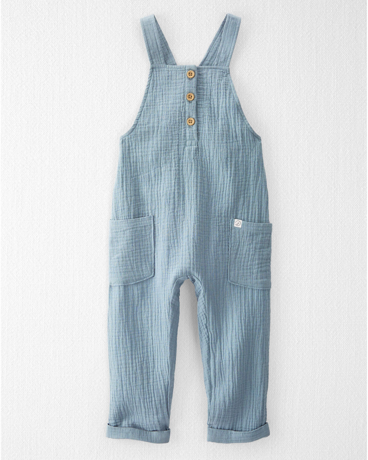 Toddler Organic Cotton Gauze Overalls - Blue 1 Toddler Organic Cotton Gauze Overalls - Blue