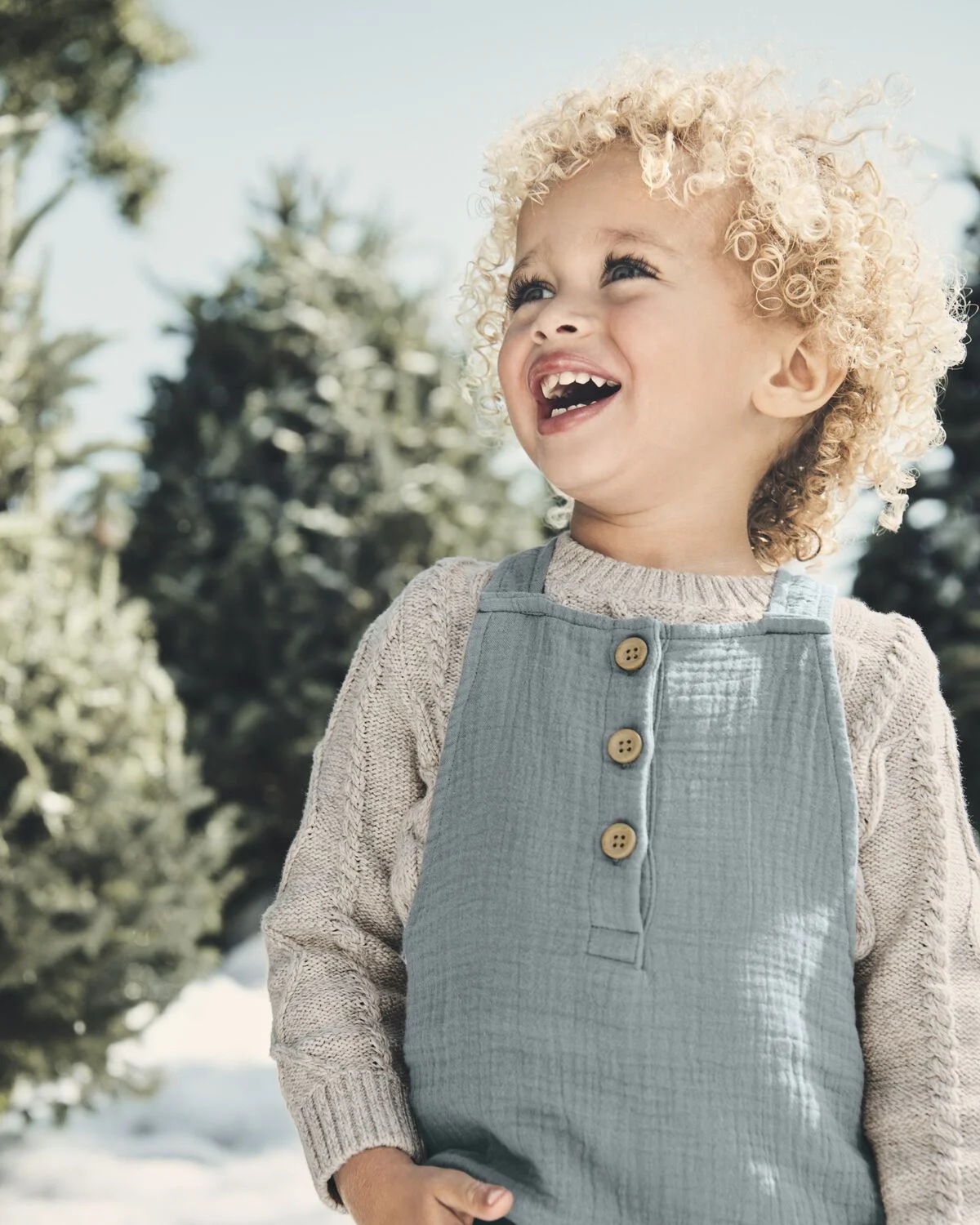 Toddler Organic Cotton Gauze Overalls - Blue 5 Toddler Organic Cotton Gauze Overalls - Blue