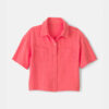 Girls Gauze Short-Sleeve Top - Pink