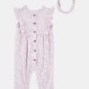 Baby 2-Piece Floral Jumpsuit & Headwrap - Purple