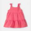 Baby Girl Gingham Sleeveless Dress - Coral