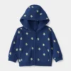 Baby Girl Floral French Terry Zip-Up Hoodie - Navy Blue 7 Baby Girl Floral French Terry Zip-Up Hoodie - Navy Blue