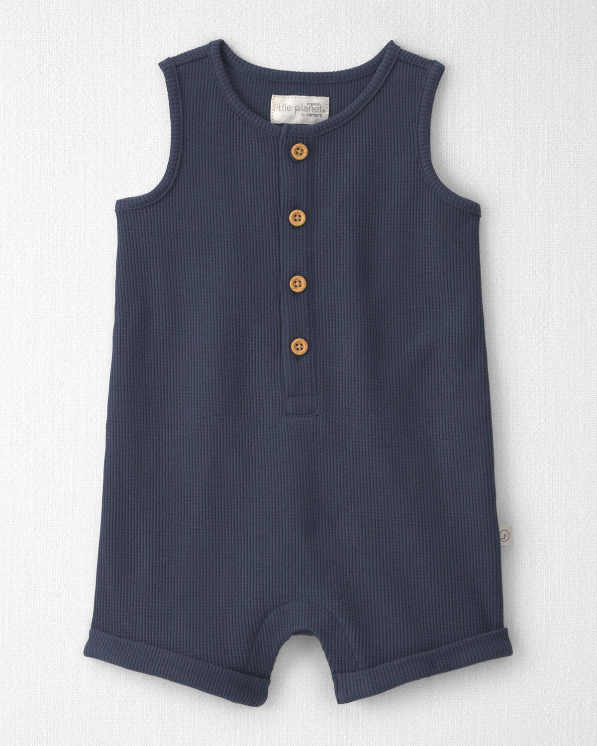 Baby Organic Cotton Waffle Knit Romper 1 Baby Organic Cotton Waffle Knit Romper