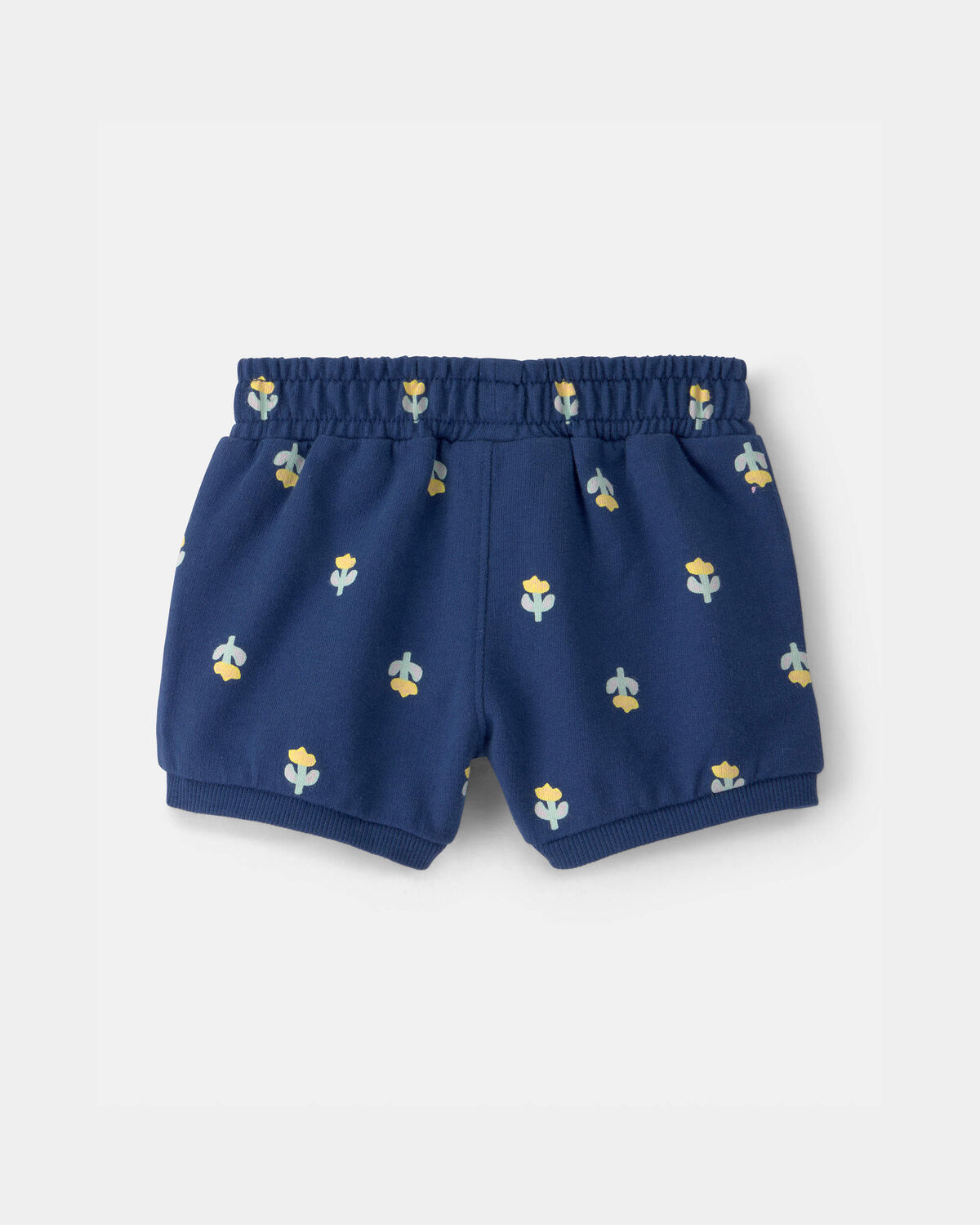 Baby Girl Floral French Terry Shorts - Navy Blue