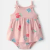 Baby Girl Floral Sleeveless Bodysuit Dress - Pink