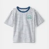 Boys Nautical Striped Graphic Tee - Blue/Ivory