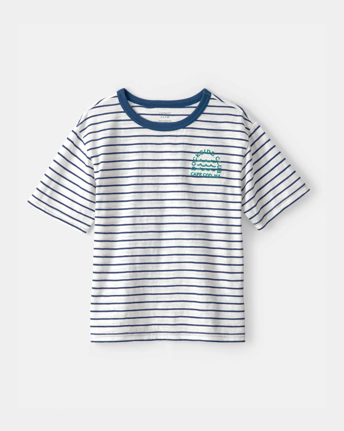 Boys Nautical Striped Graphic Tee - Blue/Ivory 1 Boys Nautical Striped Graphic Tee - Blue/Ivory