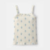 Girls Floral Ribbed Ruffle Tank - Ivory