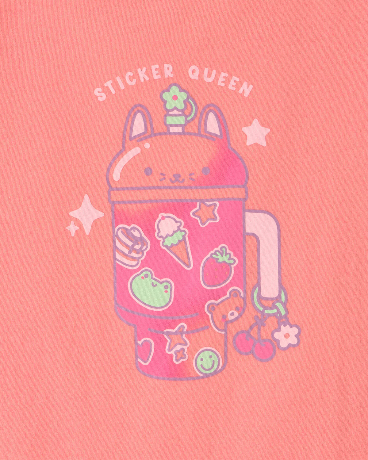 Girls 'Sticker Queen' Graphic Tee - Coral 2 Girls 'Sticker Queen' Graphic Tee - Coral