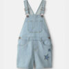 Girls Star Embellished Denim Shortall - Light Wash
