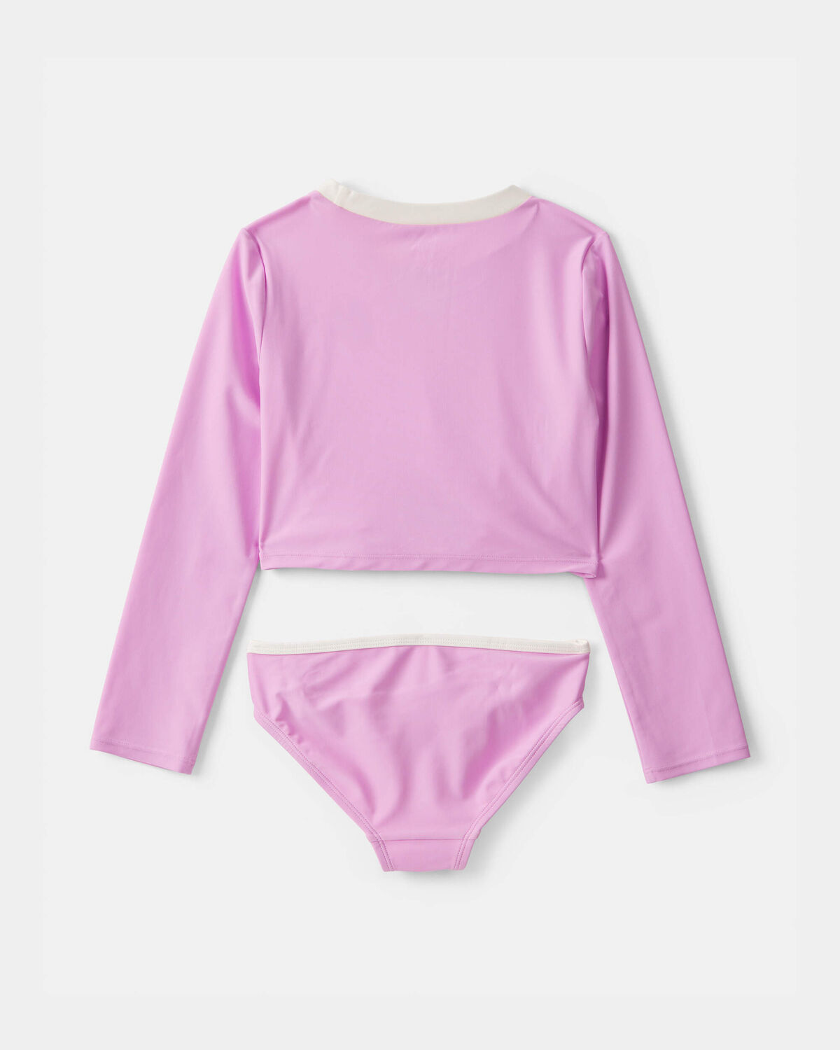 Girls 2-Piece Long-Sleeve Rashguard Swimsuit Set - Pink