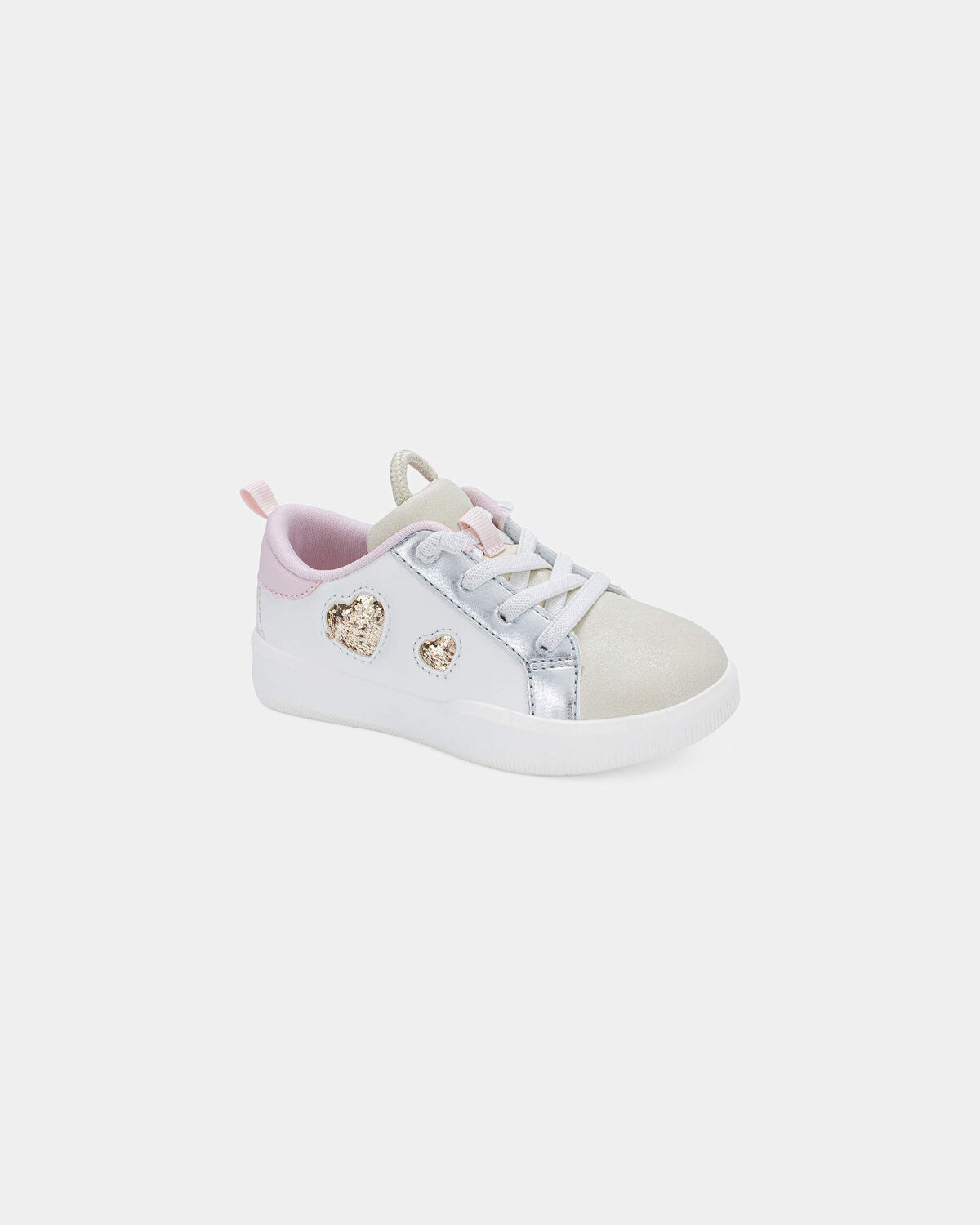 Toddler Girl Colorblock Metallic Heart Sneakers - White/Pink